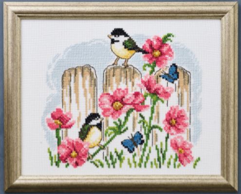 click here to view larger image of Mousewhite Birds w/Flowers (counted cross stitch kit)