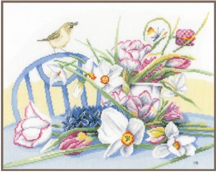 click here to view larger image of Daffodils on Table (counted cross stitch kit)