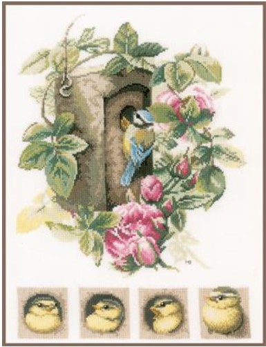 click here to view larger image of Birdhouse with Roses (counted cross stitch kit)