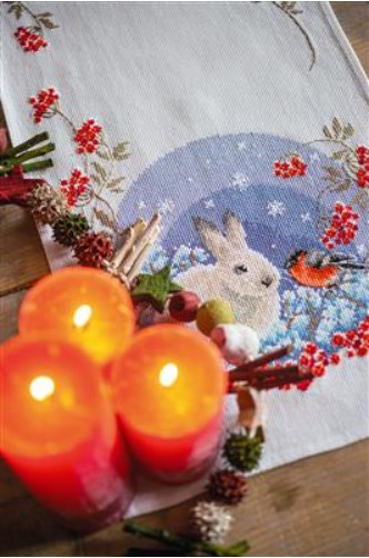 click here to view larger image of Snow Hare & Goldfinch (printed linen)