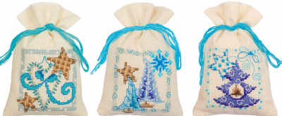 click here to view larger image of Christmas Bags - Set of 3 (counted cross stitch kit)
