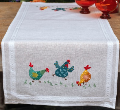 Colourful Chickens Table Runner