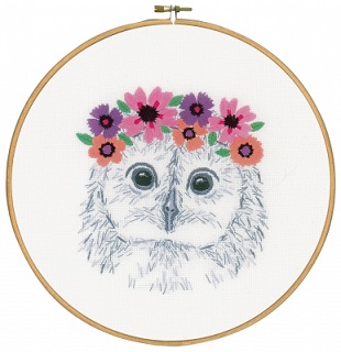 click here to view larger image of Owl with Flowers - Embroidery (embroidery kit)