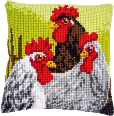 click here to view larger image of Rooster and Chickens Cushion (needlepoint kit)