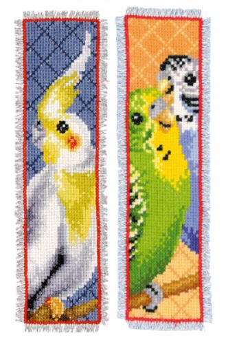 click here to view larger image of Parakeets Bookmarks (counted cross stitch kit)