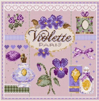 click here to view larger image of Mini - Violette KIT - Linen (counted cross stitch kit)