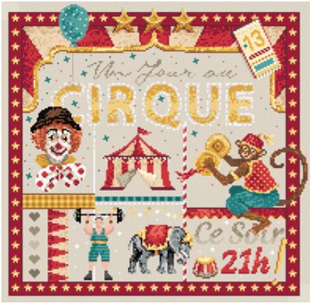 click here to view larger image of Un Jour au Cirque KIT -  Linen (counted cross stitch kit)
