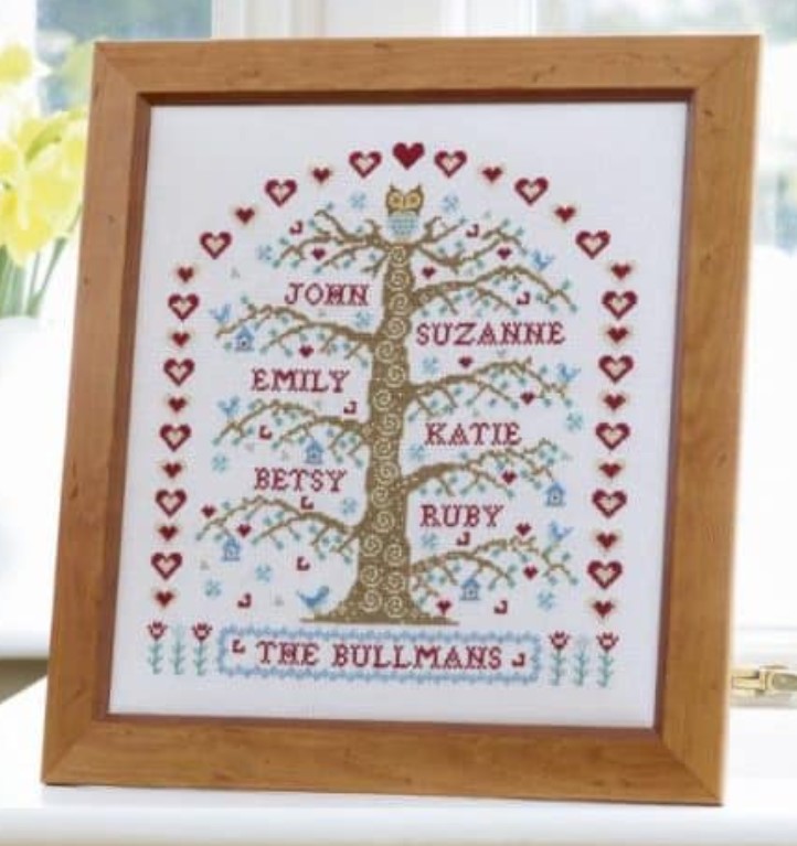 click here to view larger image of My Family Tree Chart - White (Kit) - 32ct Linen (counted cross stitch kit)