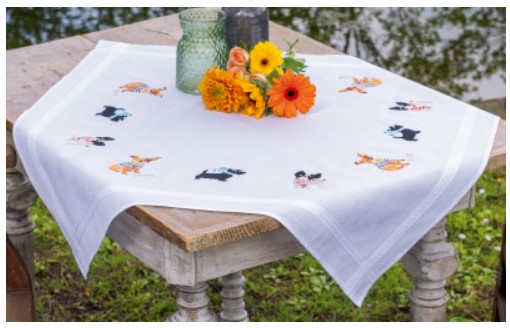 click here to view larger image of Doggies Tablecloth (counted cross stitch kit)