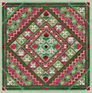 click here to view larger image of Strawberry Fields w/Beads & Jewel (counted canvas chart)