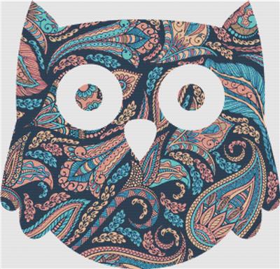 click here to view larger image of Pink and Blue Paisley Owl (chart)
