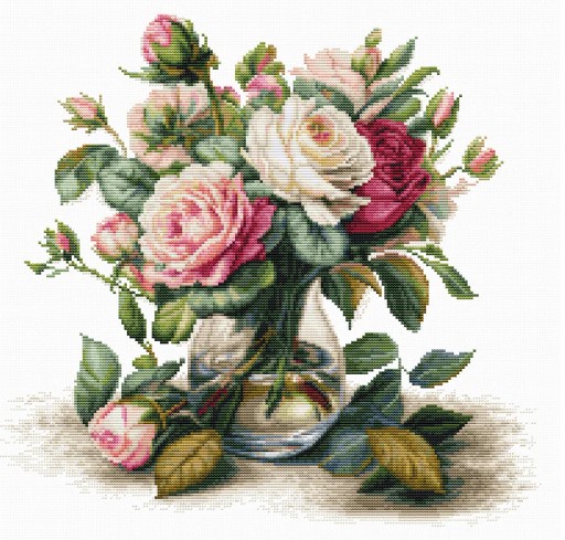 click here to view larger image of Vase with Roses (counted cross stitch kit)