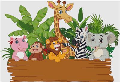 click here to view larger image of Cartoon Wild Animals Holding a Blank Board (chart)