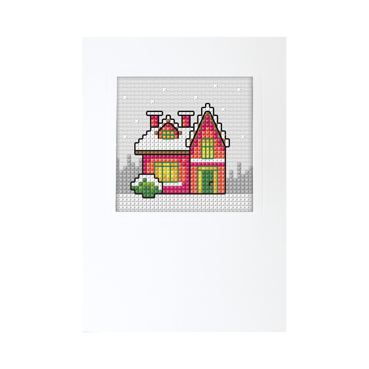 click here to view larger image of Card - Winter House (counted cross stitch kit)