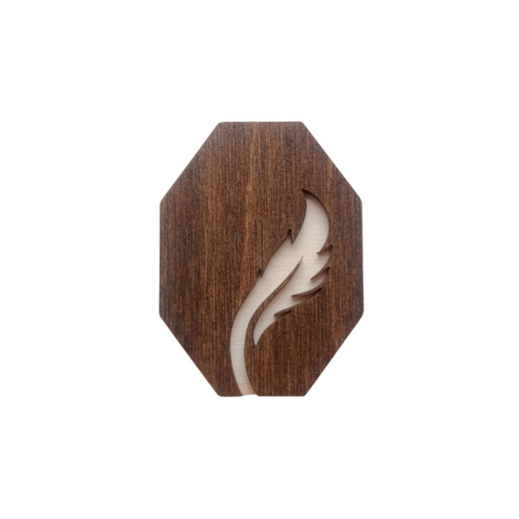 Wooden Needle Case - Feather