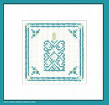 click here to view larger image of Filigree Candle Cards - Teal (counted cross stitch kit)