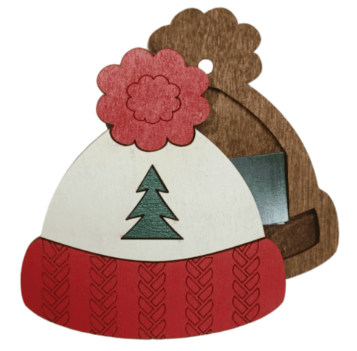 Wooden Needle Case - Christmas Hat