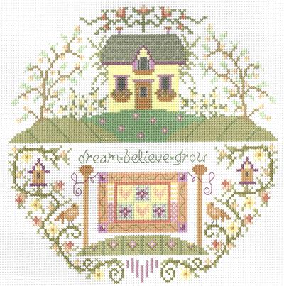 click here to view larger image of Blossom Quilt Cottage - Gail Bussi (counted cross stitch kit)