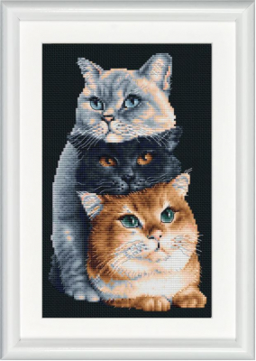 click here to view larger image of Three Cats (counted cross stitch kit)