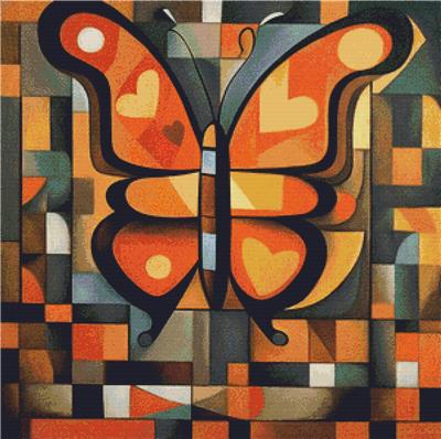 Cubist Orange Butterfly
