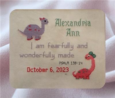 click here to view larger image of Baby Girl Dinosaur Birth Announcement (chart)