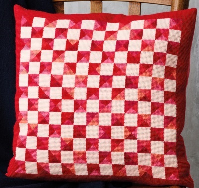 click here to view larger image of Red Windows Cushion (needlepoint kit)