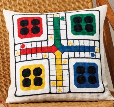 click here to view larger image of Ludo Cushion (needlepoint kit)