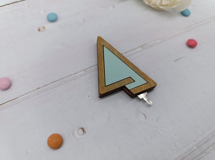 click here to view larger image of Wooden Needle Threader - Turquoise Triangle (accessory)