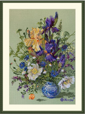 click here to view larger image of Irises & Wildflowers (counted cross stitch kit)