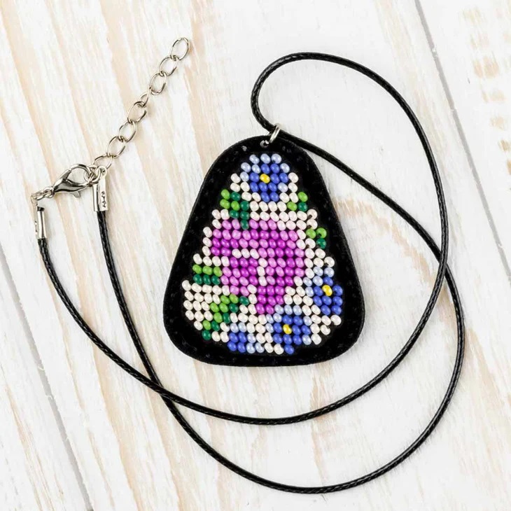 click here to view larger image of Pendant Bead Embroidery Kit/Faux Leather - FLBB-086 (bead embroidery kit)