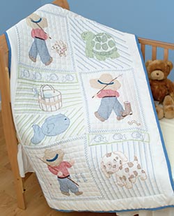 click here to view larger image of Little Boy Quilt Crib Top  (stamped cross stitch)