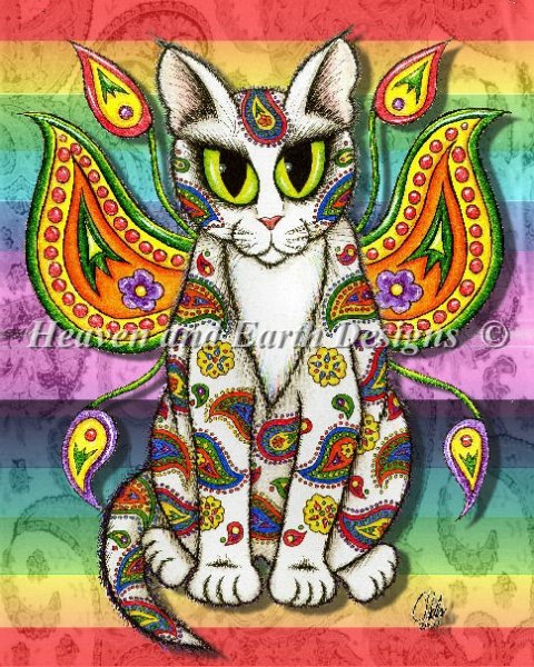 click here to view larger image of Rainbow Paisley Fairy Cat - Carrie Hawks (chart)