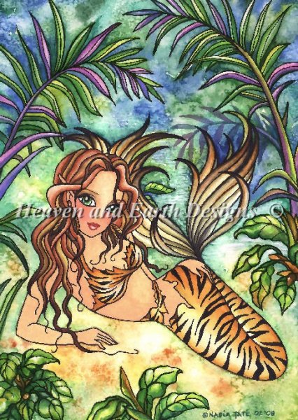 click here to view larger image of Tiger Mermaid - Quick Stitch (chart)