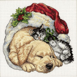 click here to view larger image of Christmas Morning Pets (counted cross stitch kit)