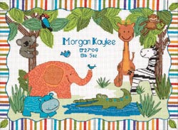 click here to view larger image of Mod Zoo Birth Record  (counted cross stitch kit)