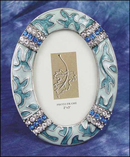 click here to view larger image of Decorative Frame - Blue Enamel Oval Frame (frame (ready made))