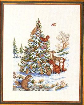 click here to view larger image of Animals By Tree (counted cross stitch kit)