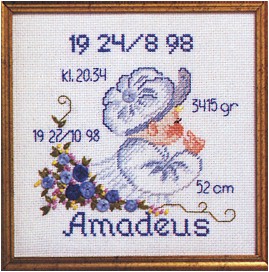 click here to view larger image of Birth Announcement - Boy (counted cross stitch kit)