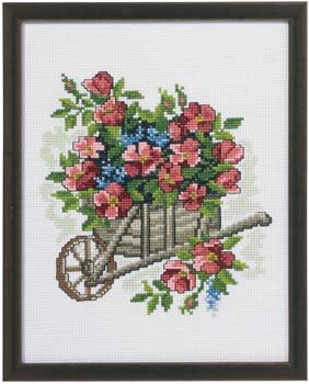 click here to view larger image of Cart With Dog Rose (counted cross stitch kit)