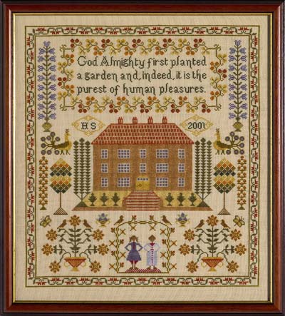 click here to view larger image of House Sampler (KIT) - 32ct Linen (counted cross stitch kit)