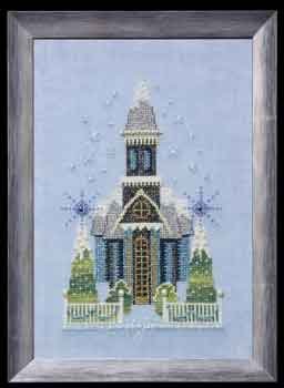 click here to view larger image of Little Snowy Blue Church - Snow Globe Village Series (chart)