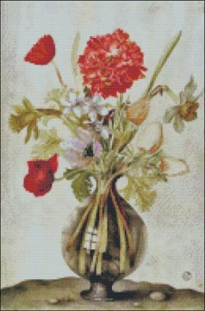 click here to view larger image of Garzoni - Carnations in a Glass Vase (chart)