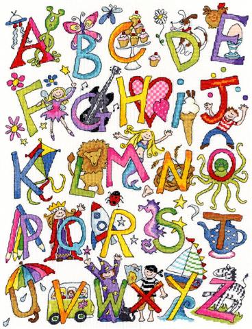 click here to view larger image of Alphabet Fun - Julia Rigby (counted cross stitch kit)