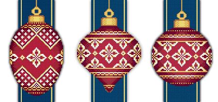 click here to view larger image of Red Faberge Christmas Ornaments Collection 4 (3 designs) (chart)