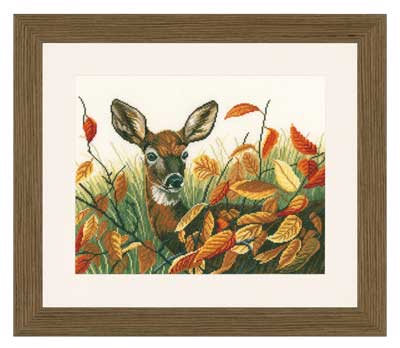click here to view larger image of Deer in Autumn Leaves 27ct (counted cross stitch kit)