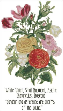 Floral Emblems 002 - White Violet, Small Bindweed, Rosebud