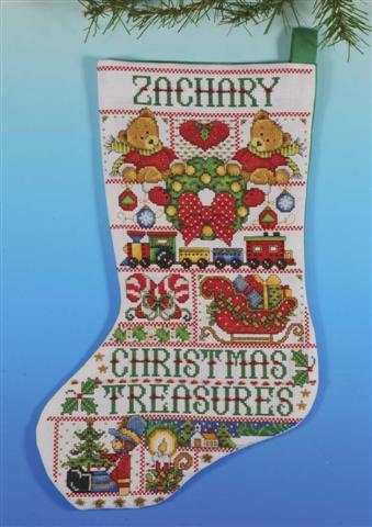 click here to view larger image of Christmas Treasures Stocking (counted cross stitch kit)