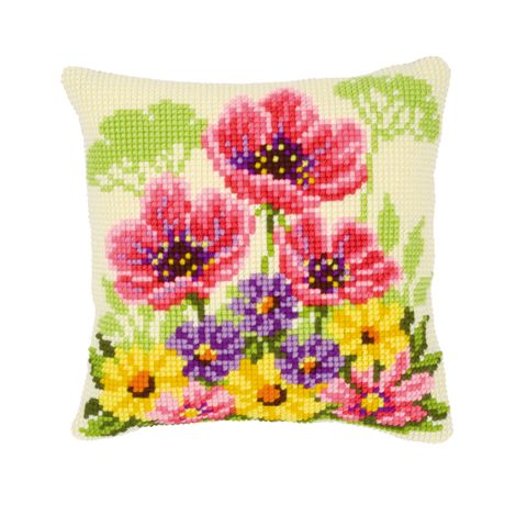 click here to view larger image of Poppy Pillow (counted cross stitch kit)
