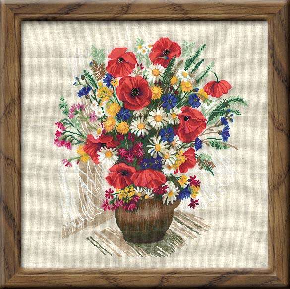 click here to view larger image of Summer Flowers and Poppies (counted cross stitch kit)