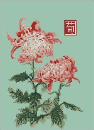 click here to view larger image of Japanese Chrysanthemum Double Red White (chart)